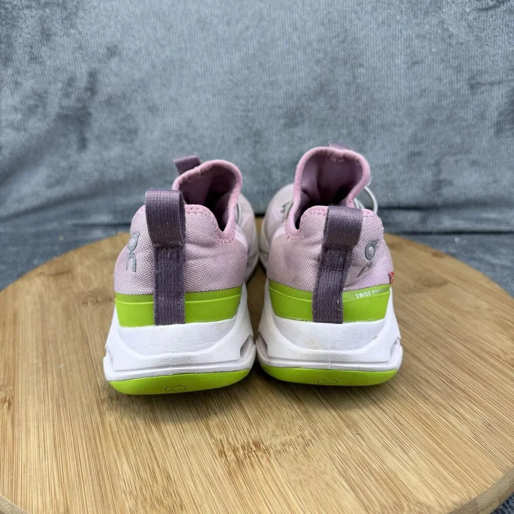 On Shoes Girls Size 1.5 Pink Green Mesh Running Athletic Sneakers CloudTec Kids